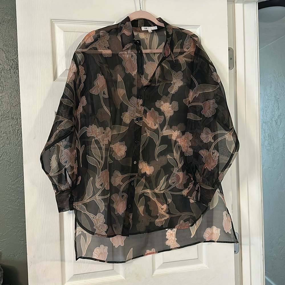 Oversized sheer button up